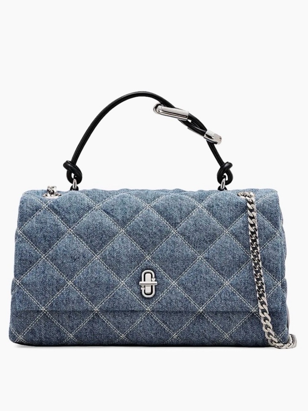 Marc Jacobs Quilted Denim Shoulder Bag in Blue with Silver Chain- worn once